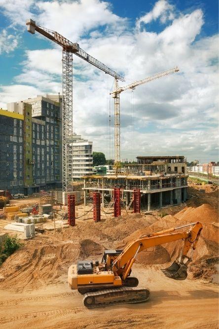 a construction process of an apartment building
