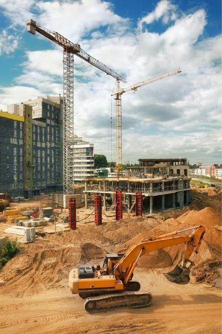 a construction process of an apartment building